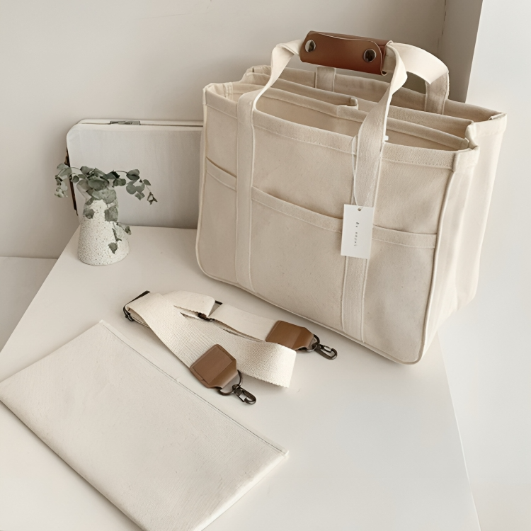 UrbanTote™ | Canvas draagtas met meerdere zakken