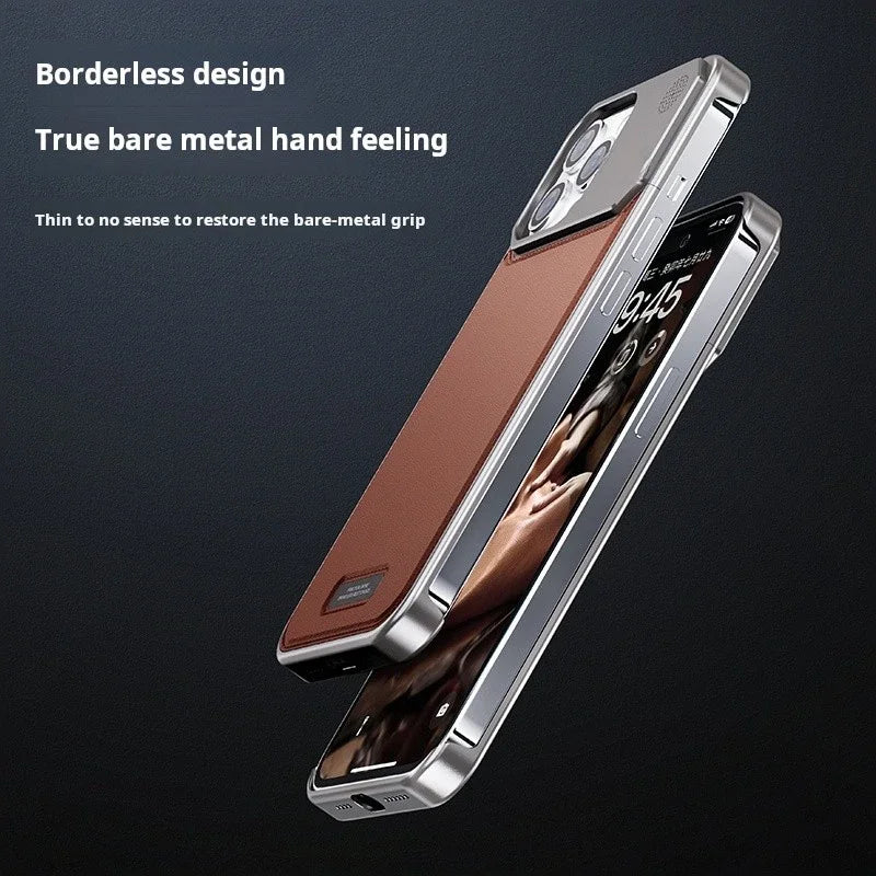 LuxeCase™ | Stijlvol leren en aluminium mobiele telefoonhoesje